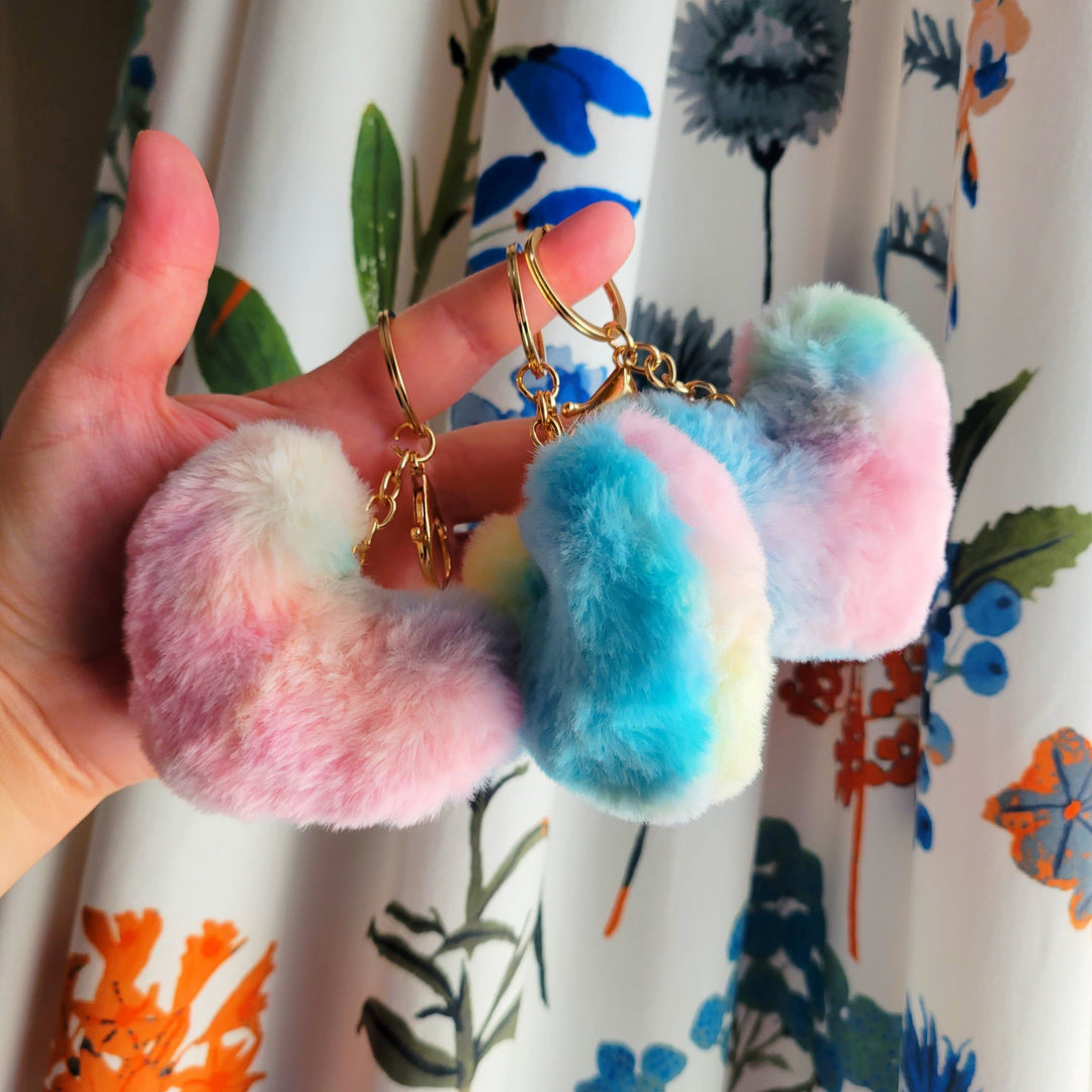 Fluffy Heart Pom Pom Keychain
