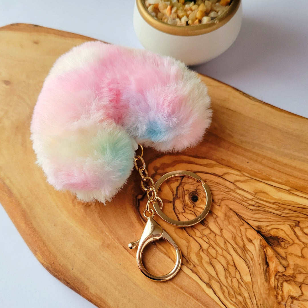 Fluffy Heart Pom Pom Keychain