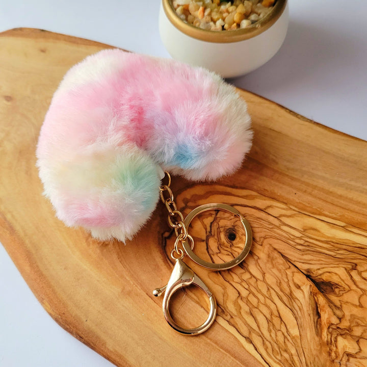 Fluffy Heart Pom Pom Keychain