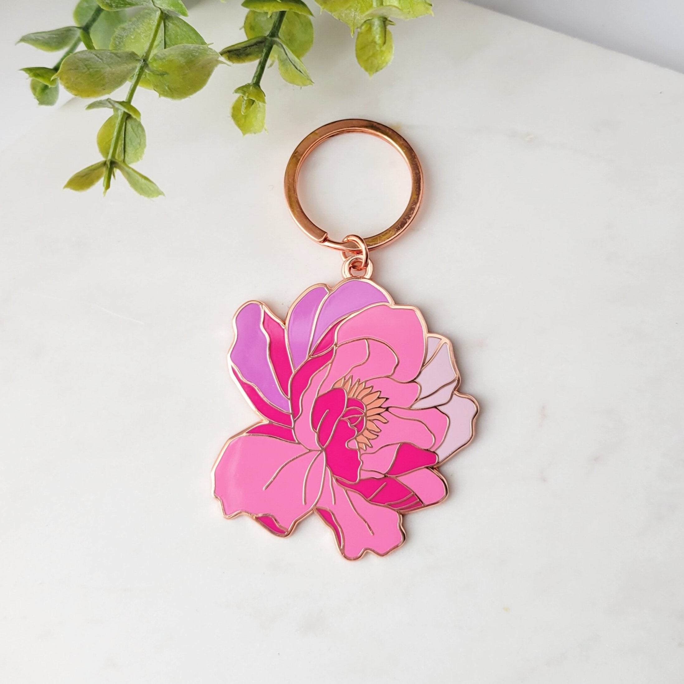 Peony Flower Enamel Keychain – Ivy Lee